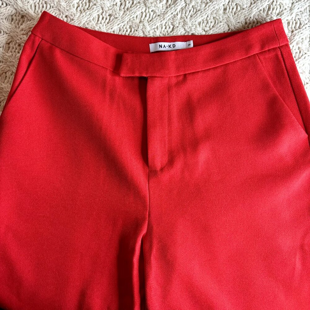 Nakd Women's S-M 38  30x28 Orange‎ Polyester Straight Suit Dress Pants